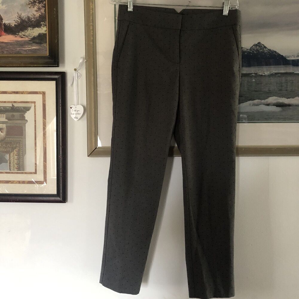 Loft Marisa Gray Black Polka Dot Dress Pants Sz 4 A2266
